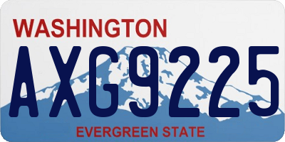 WA license plate AXG9225