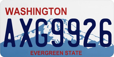 WA license plate AXG9926