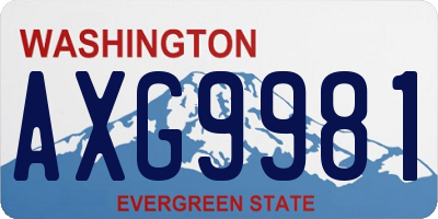 WA license plate AXG9981