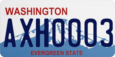 WA license plate AXH0003