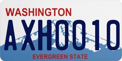 WA license plate AXH0010