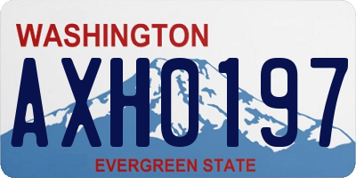 WA license plate AXH0197
