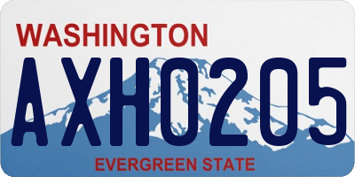 WA license plate AXH0205