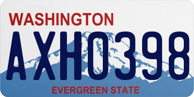 WA license plate AXH0398