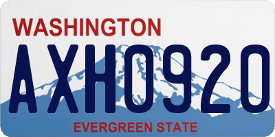 WA license plate AXH0920