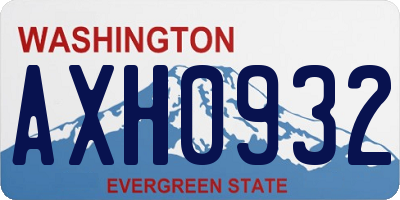 WA license plate AXH0932