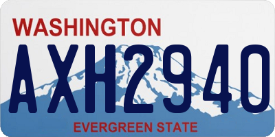 WA license plate AXH2940