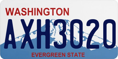 WA license plate AXH3020