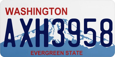 WA license plate AXH3958