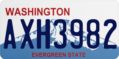 WA license plate AXH3982