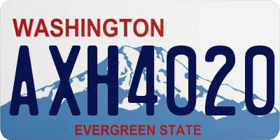 WA license plate AXH4020