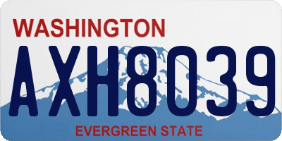WA license plate AXH8039