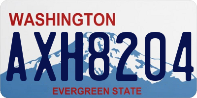 WA license plate AXH8204