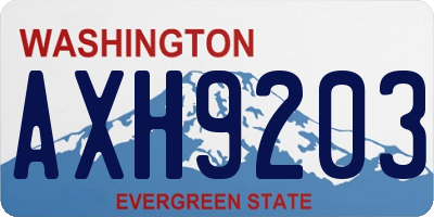 WA license plate AXH9203