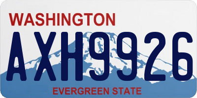 WA license plate AXH9926