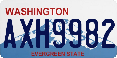 WA license plate AXH9982