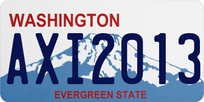 WA license plate AXI2013