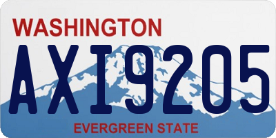 WA license plate AXI9205