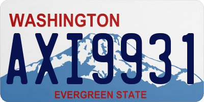 WA license plate AXI9931