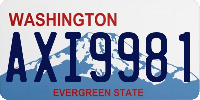 WA license plate AXI9981