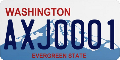 WA license plate AXJ0001