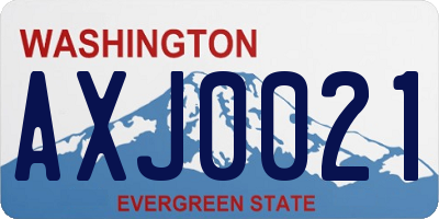 WA license plate AXJ0021