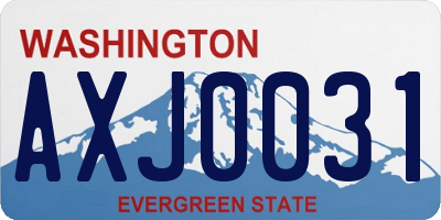 WA license plate AXJ0031