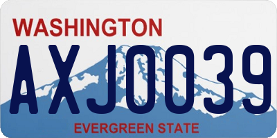 WA license plate AXJ0039