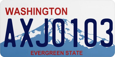 WA license plate AXJ0103