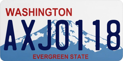 WA license plate AXJ0118