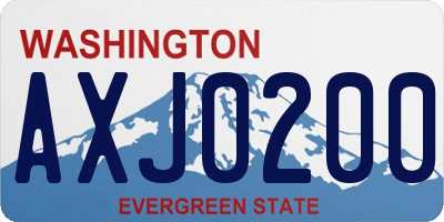 WA license plate AXJ0200