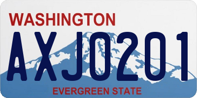 WA license plate AXJ0201
