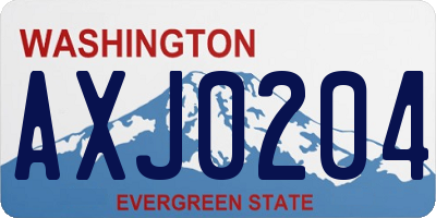 WA license plate AXJ0204