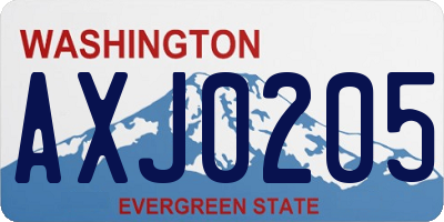 WA license plate AXJ0205