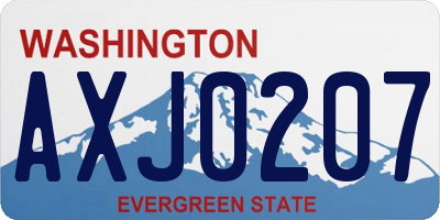 WA license plate AXJ0207