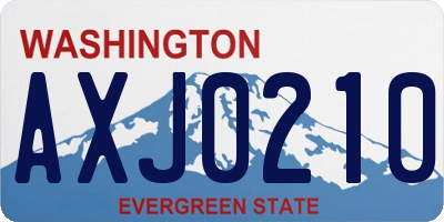 WA license plate AXJ0210