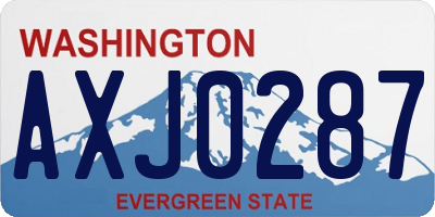 WA license plate AXJ0287