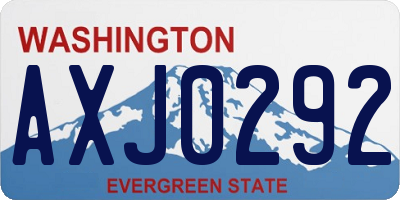 WA license plate AXJ0292