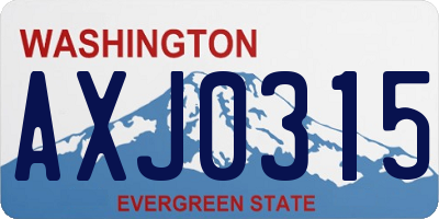 WA license plate AXJ0315