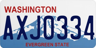 WA license plate AXJ0334