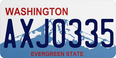WA license plate AXJ0335