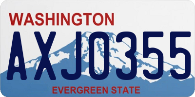 WA license plate AXJ0355