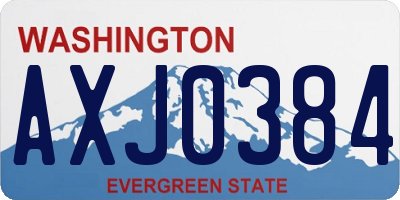 WA license plate AXJ0384