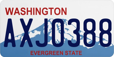 WA license plate AXJ0388