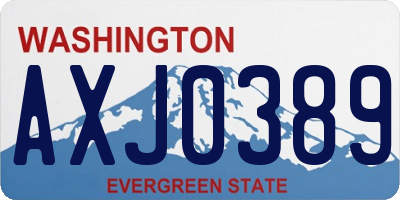 WA license plate AXJ0389
