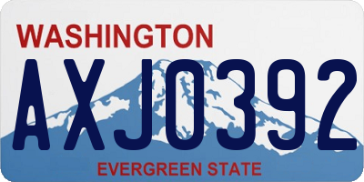WA license plate AXJ0392