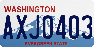 WA license plate AXJ0403