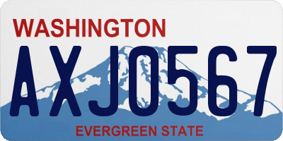 WA license plate AXJ0567