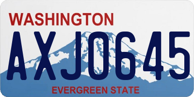 WA license plate AXJ0645