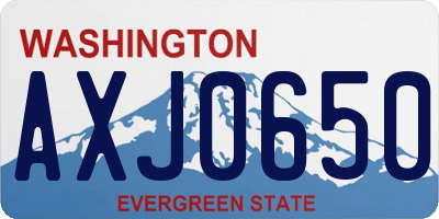 WA license plate AXJ0650